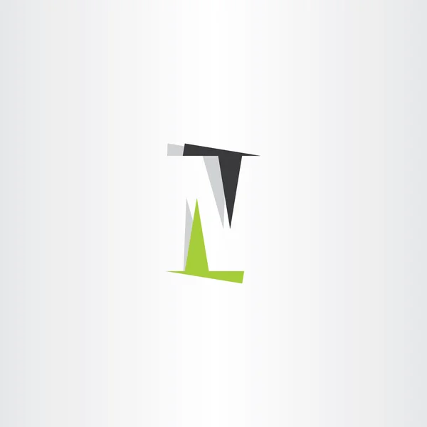 Brief logo n pictogram vector groen zwart symbool — Stockvector
