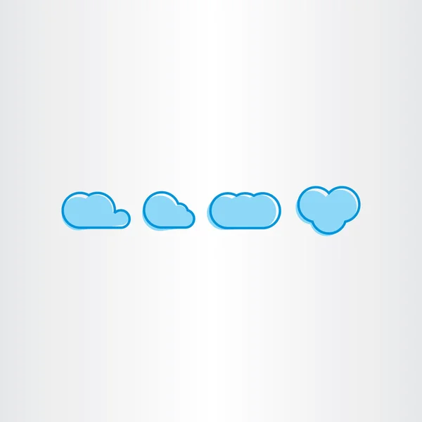 Einfache blaue Wolken Icon Vektor-Set — Stockvektor