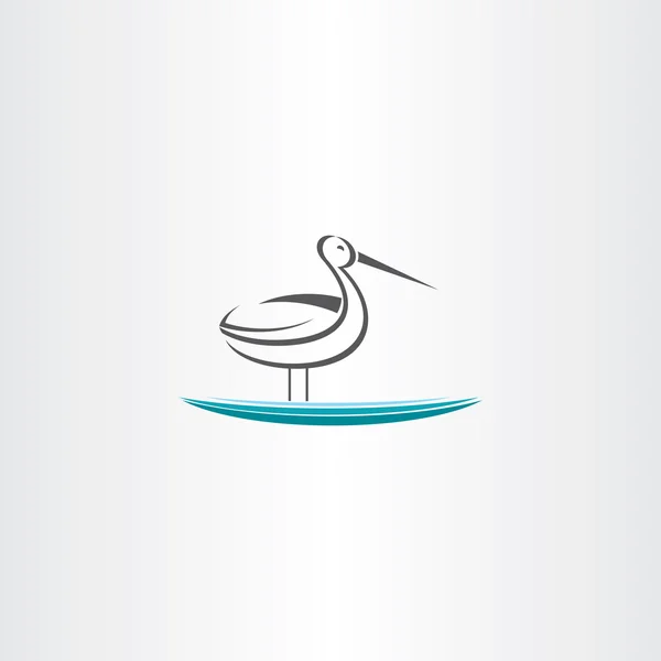 Ooievaar in water vector pictogram — Stockvector