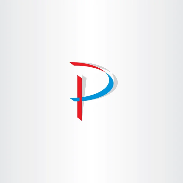 Gestileerde letter p blauw rood vector pictogram logo — Stockvector