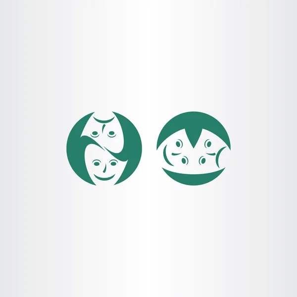 Máscaras de teatro ícone vetor logotipo símbolo —  Vetores de Stock