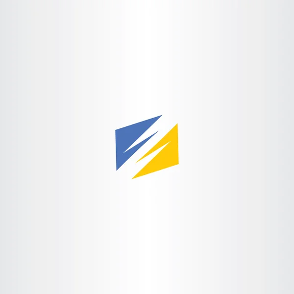 Trovão amarelo logotipo azul ícone vetor — Vetor de Stock