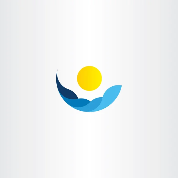 Agua ondas sol icono vector logotipo elemento signo — Archivo Imágenes Vectoriales