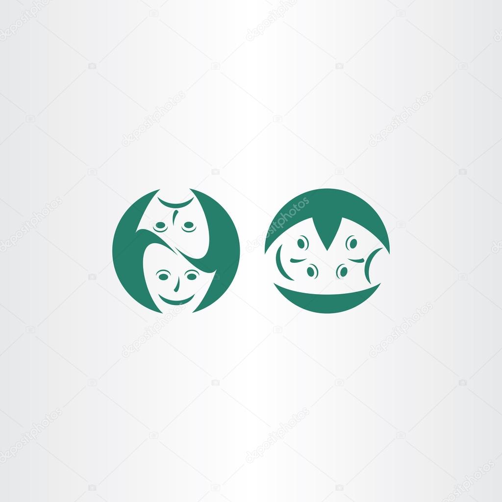 Theatre masks icon vector logo