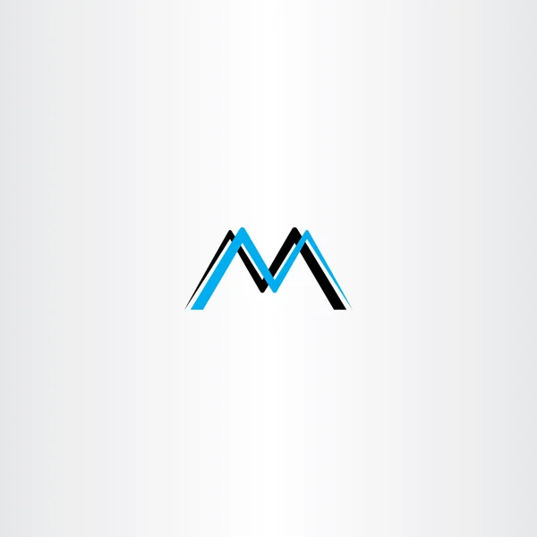 Lettre m cyan icône vectorielle logo noir — Image vectorielle
