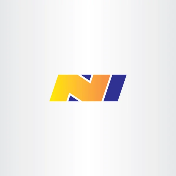 N 文字黄色青いロゴの符号ベクトル アイコン — ストックベクタ