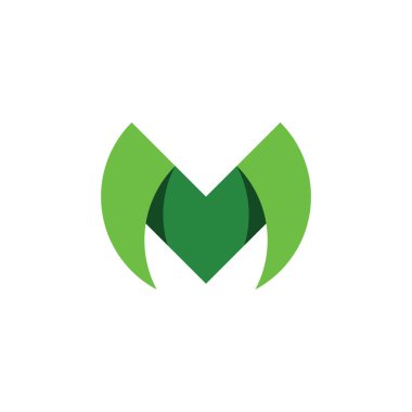 yeşil logotype m sembolü vektör tasarımı 