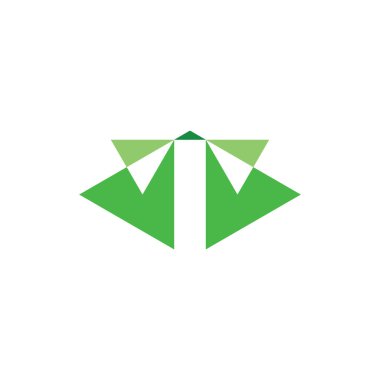 T harfi yeşil üçgen logo simgesi vektörü 