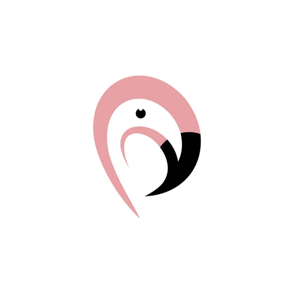 Flamingo Pássaro Cabeça Logotipo Vetor Ícone — Vetor de Stock