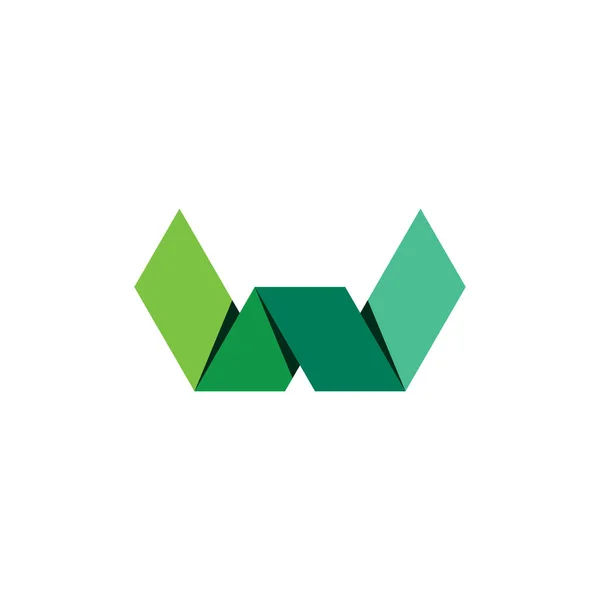 Zielony Papier Litera Logo Vecror Wstążki — Wektor stockowy