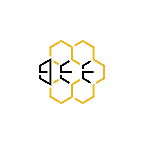 Nid Abeille Avec Logo Abeille Icône Vecteur — Image vectorielle