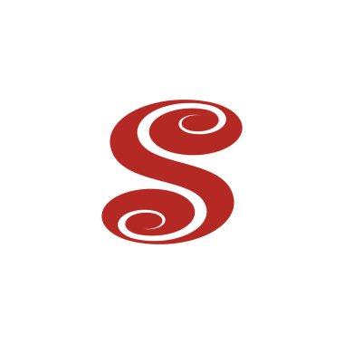 kırmızı spiral harf simgesi vektörü 