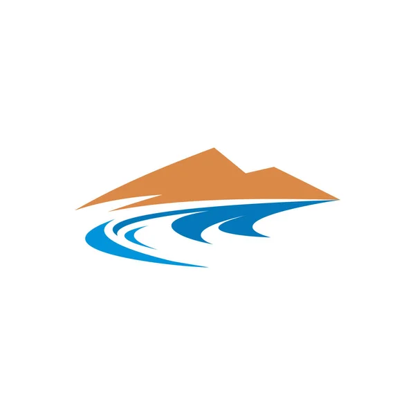 Icône Logo Vectoriel Stylisé Rivière Montagne — Image vectorielle