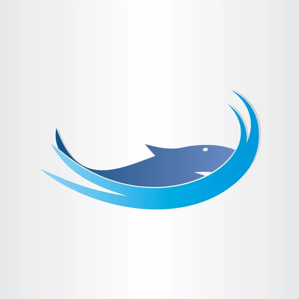 鲨鱼在海洋标志设计 — 图库矢量图片