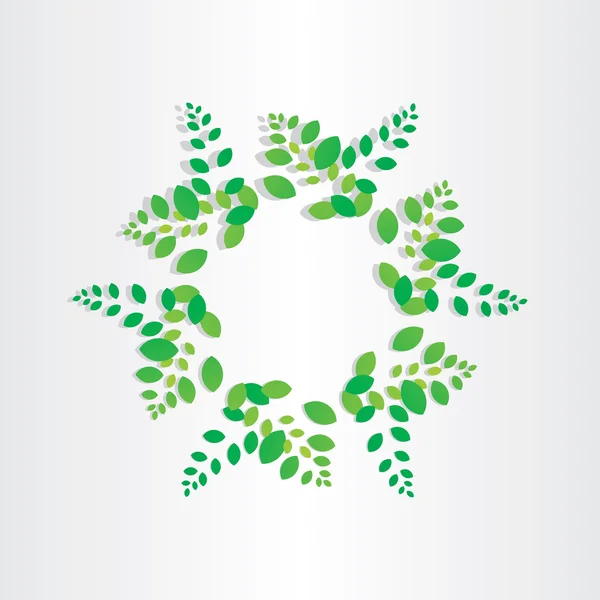 春の緑の葉円背景 — ストックベクタ