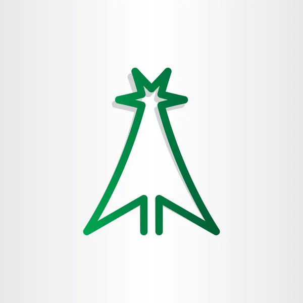 Yeşil hat simgesi tasarım Sunni Noel ağacı — Stok Vektör