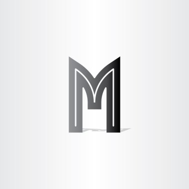 mektup m siyah simge tasarım