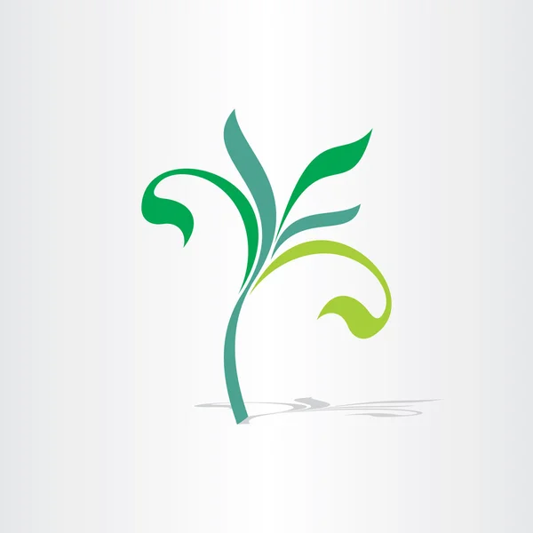 Verde eco árbol planta floral icono — Vector de stock