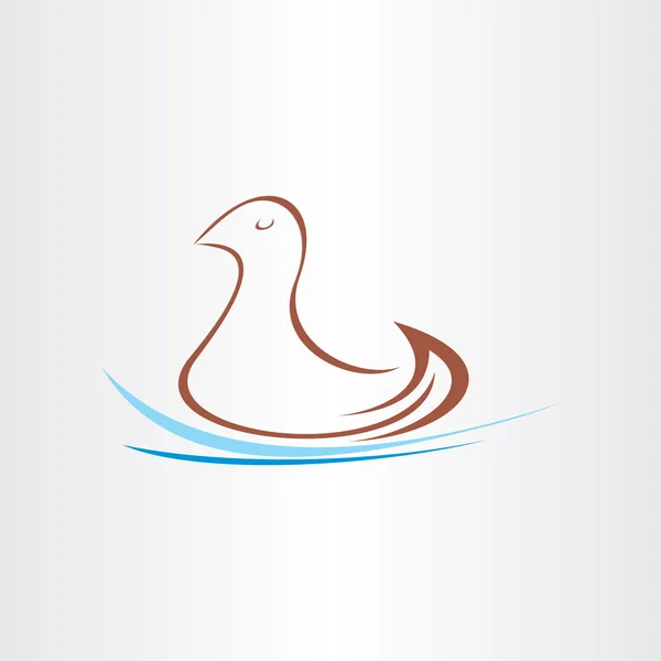 Stylized duck in watter design — Stock Vector