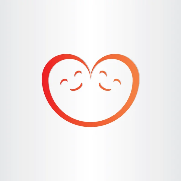 Bliźniaki dzieci uśmiech serca kształt miłość ikona — Wektor stockowy