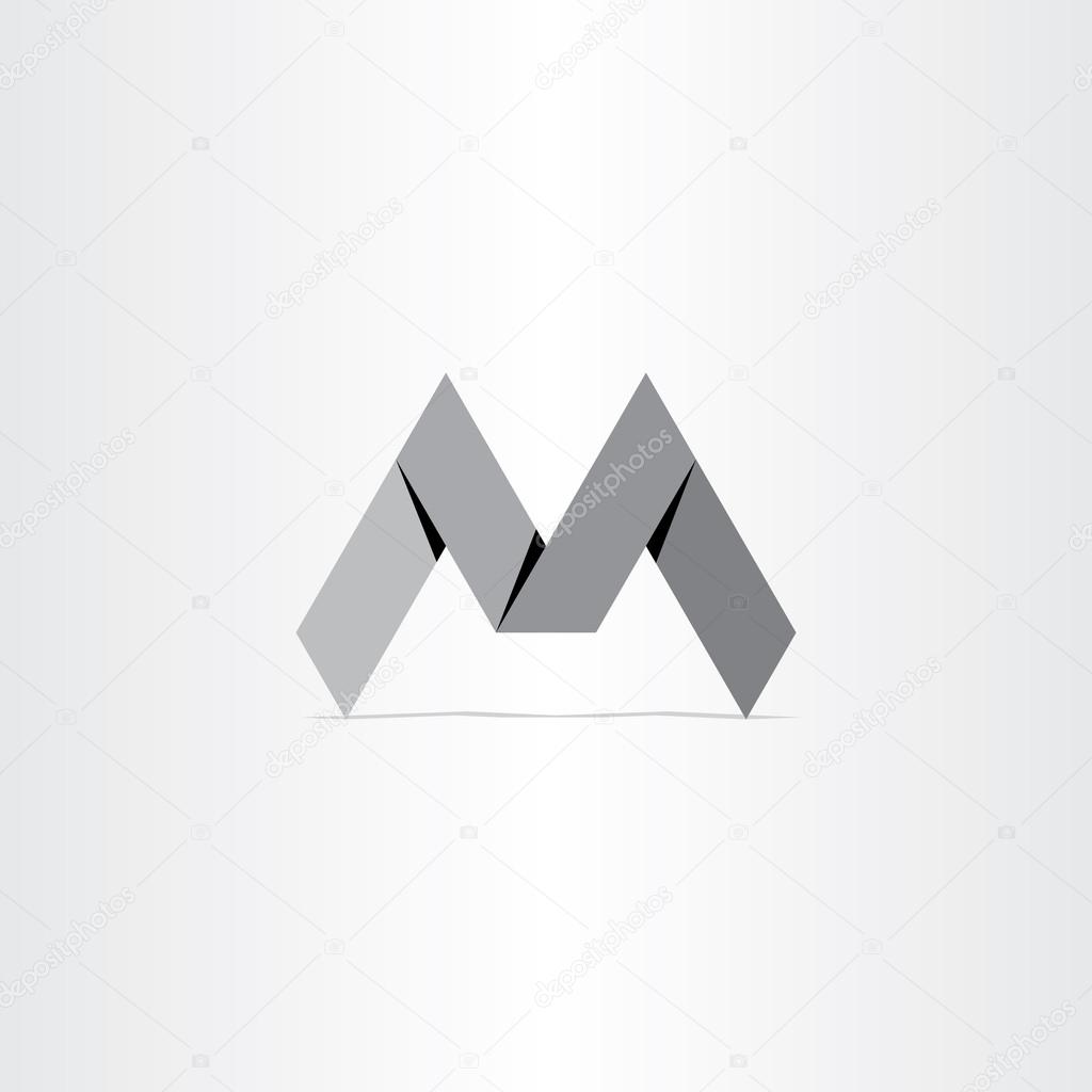 Letter m paper bend icon design