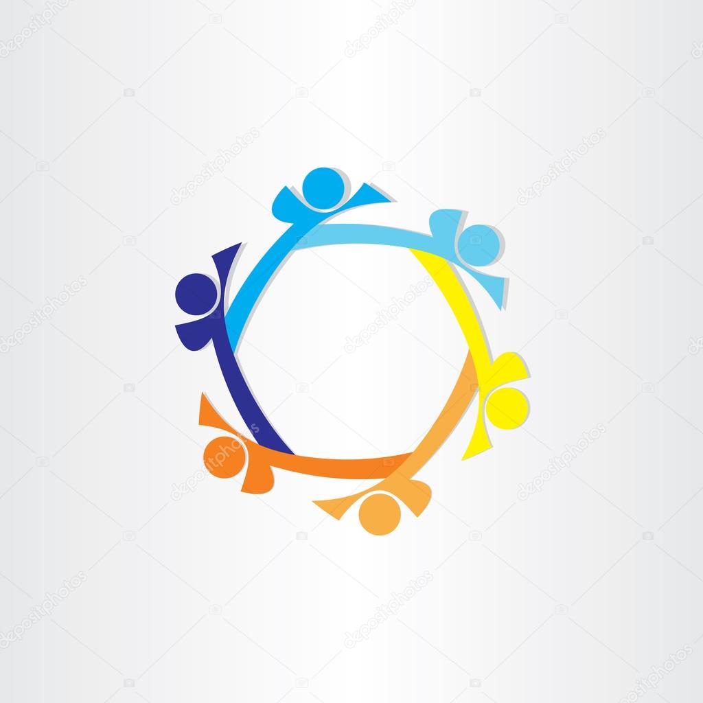 people in circle abstract icon design