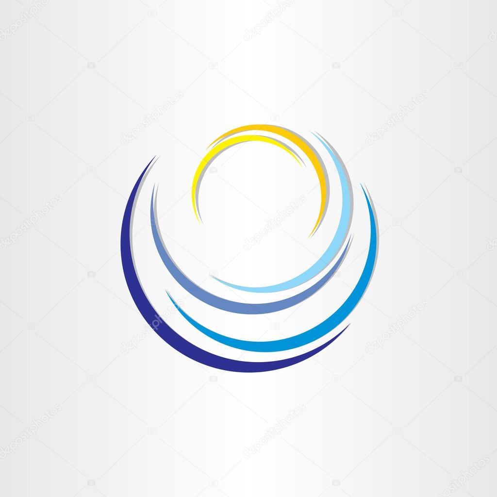 Water wave with sun tourism icon design