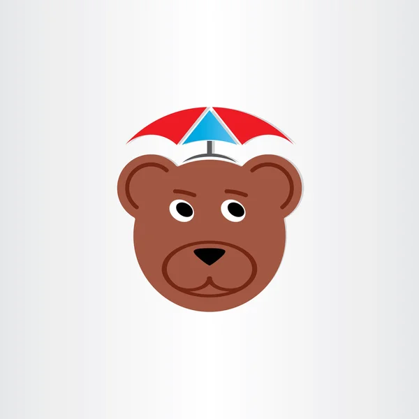 Niedźwiedź brunatny głowy z parasolem — Wektor stockowy