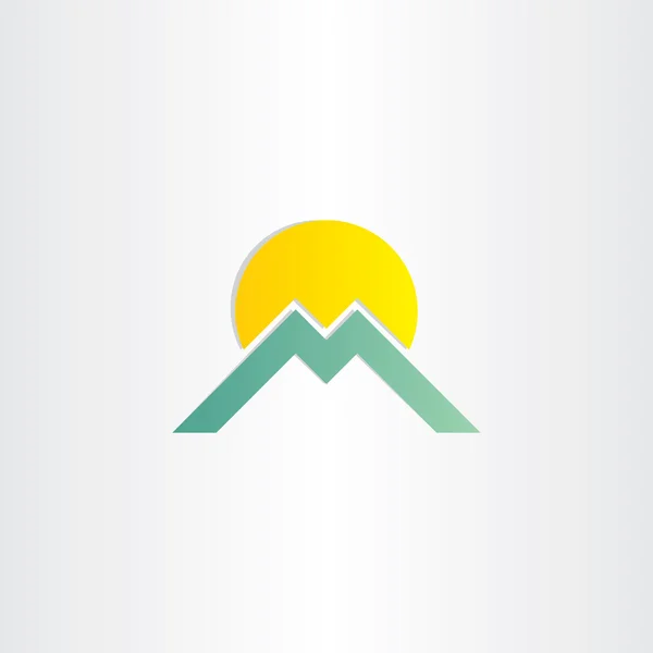 Lettre m symbole montagne et soleil — Image vectorielle