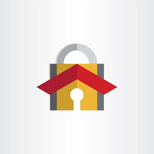 Λουκέτο με σπίτι στέγη σύμβολο κλειδαριά ασφαλείας — Διανυσματικό Αρχείο