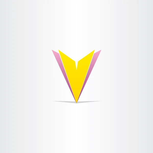 Κίτρινο και μοβ γράμμα v σύμβολο — Διανυσματικό Αρχείο