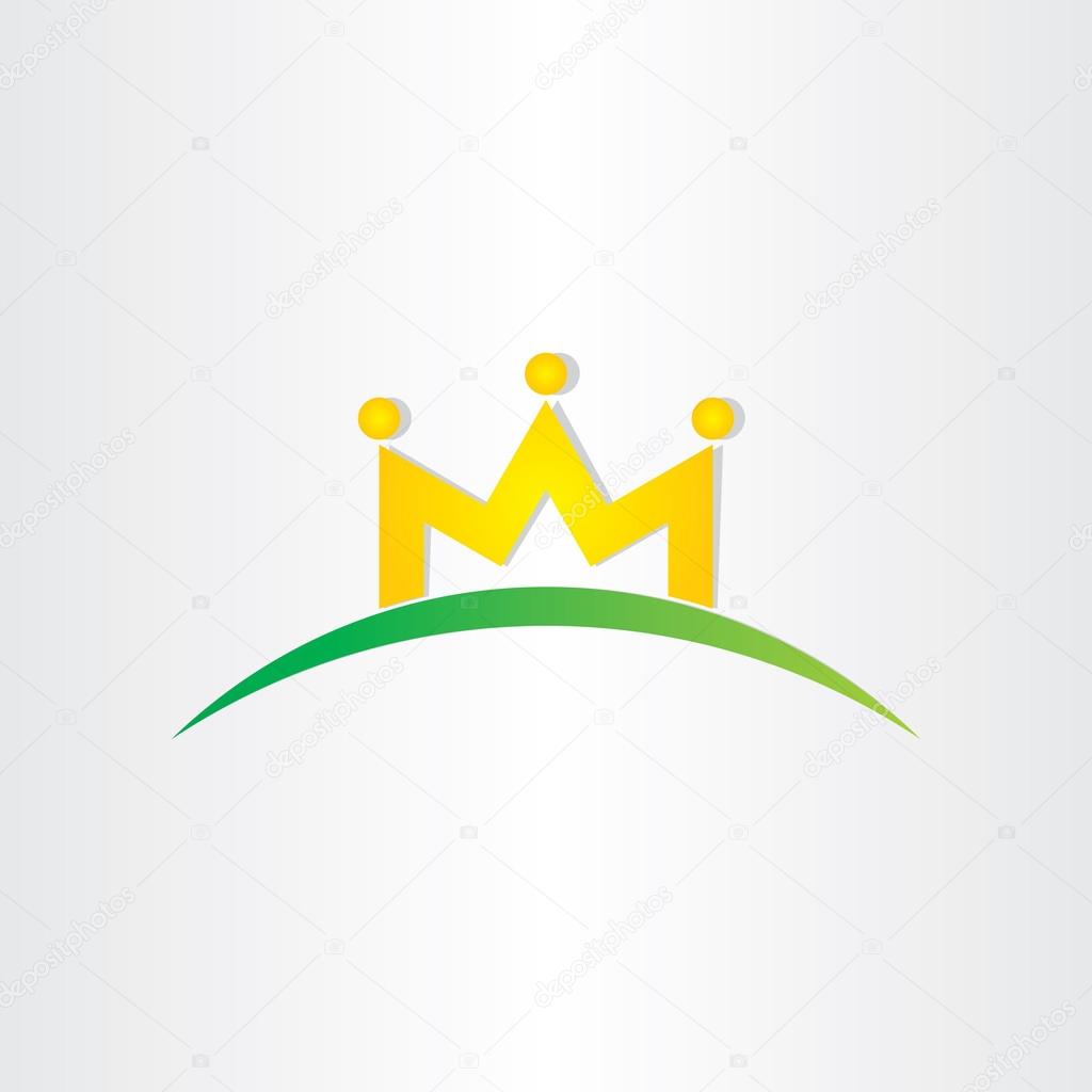 Double letter m crown people icon design