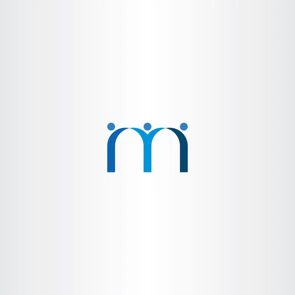 Blauwe letter m mensen vrienden pictogram — Stockvector