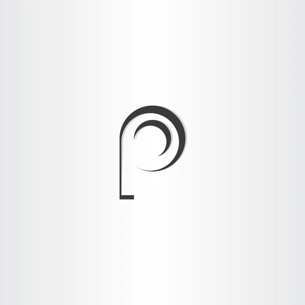 Letter p zwarte vector logo ontwerp — Stockvector