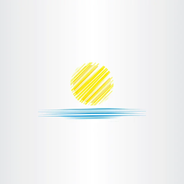 Icono de verano sol y agua de mar — Vector de stock