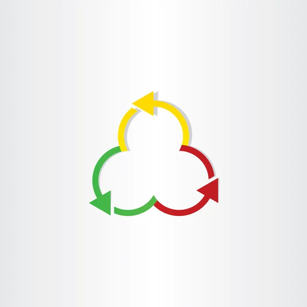 Roșu verde și galben săgeți simbol de reciclare — Vector de stoc