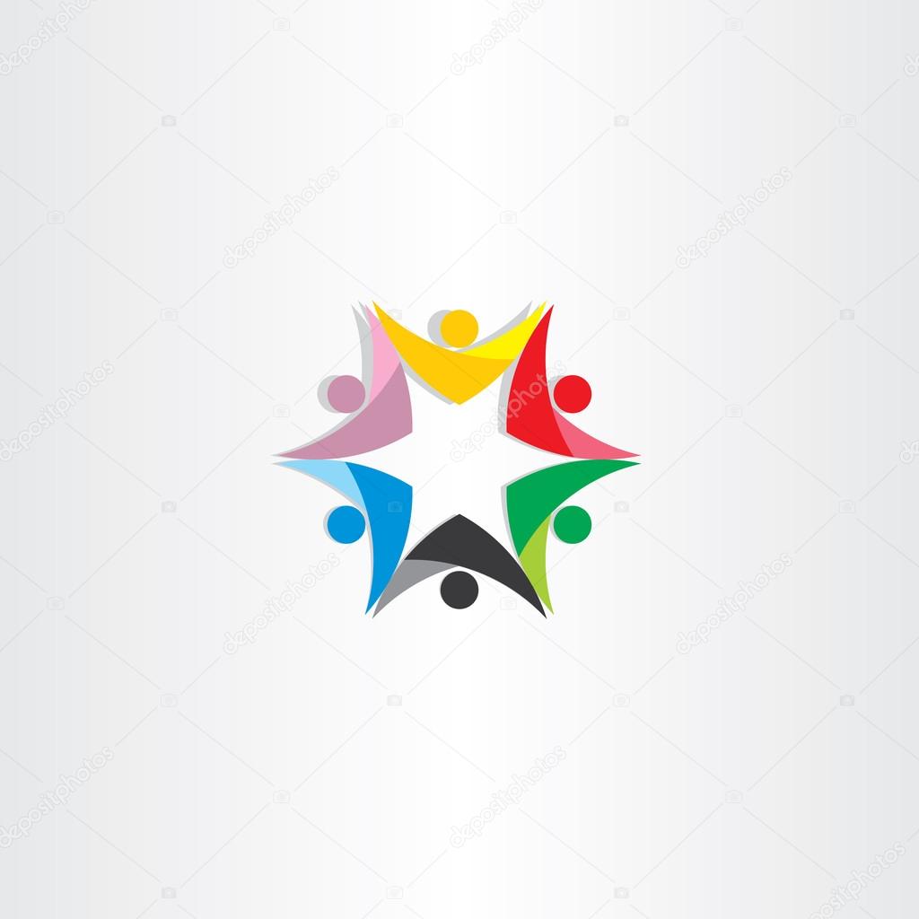 Colorful people teamwork star icon design