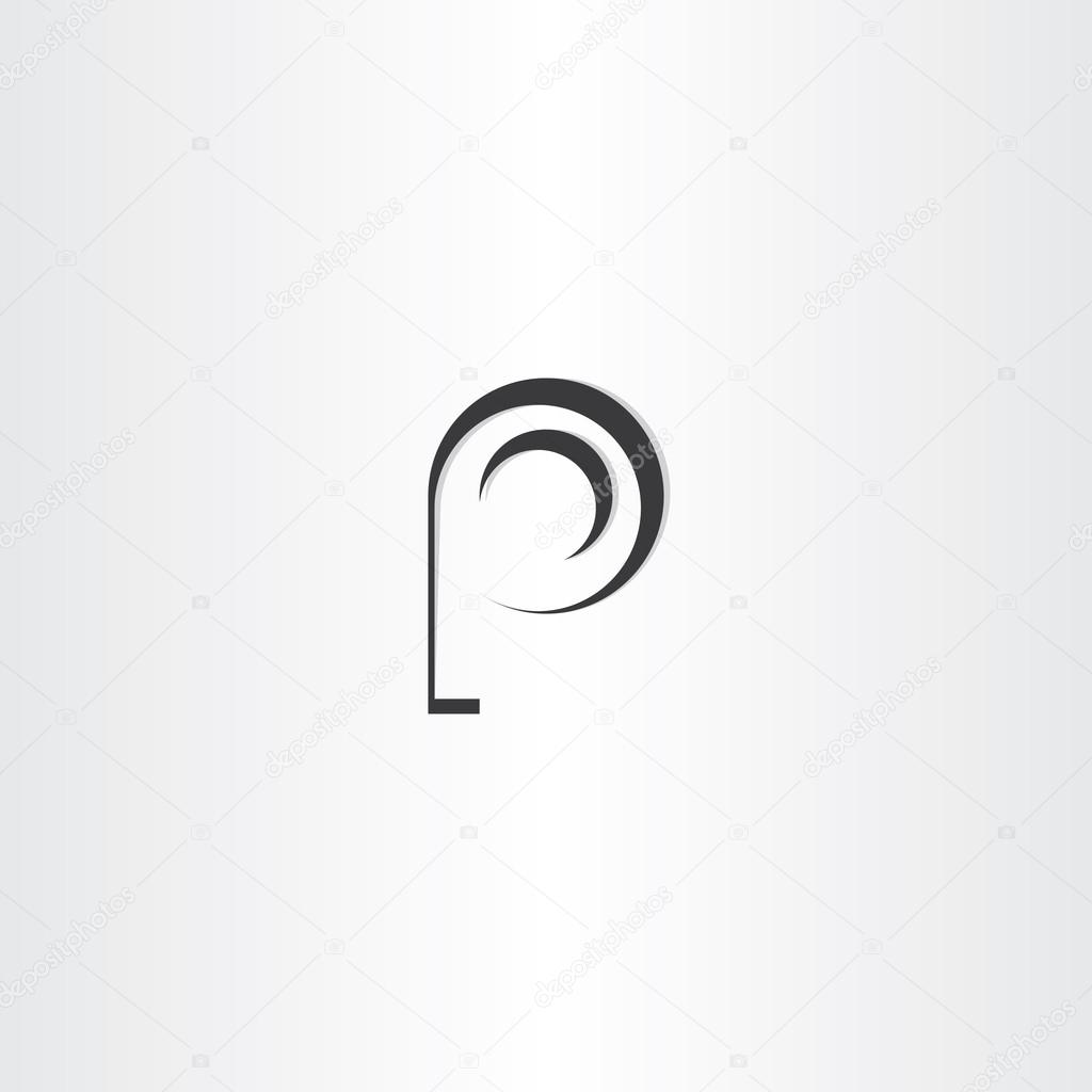 Letter p black vector logo design element