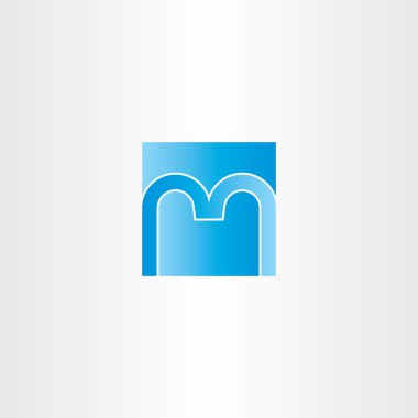 mavi kare mektup m logo tasarım simgesi