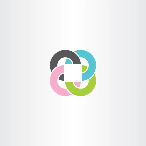 Lingkaran bisnis abstrak dan logo penuh warna kuadrat - Stok Vektor