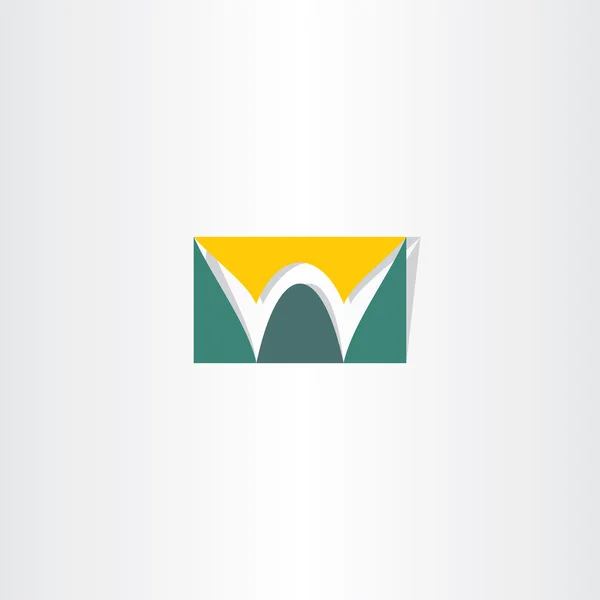 Logotipo estilizado letra w verde y amarillo — Vector de stock