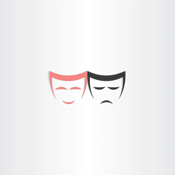 Ikona masky veselé a smutné divadlo symbolu — Stockový vektor