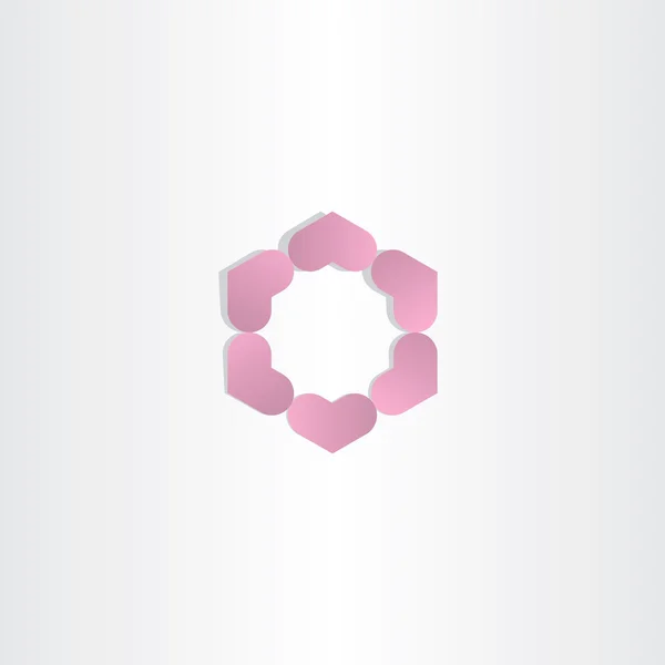 Cuori geometrici viola in cerchio logo — Vettoriale Stock