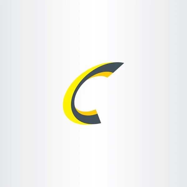 Amarelo preto letra c 3d logotipo ícone — Vetor de Stock