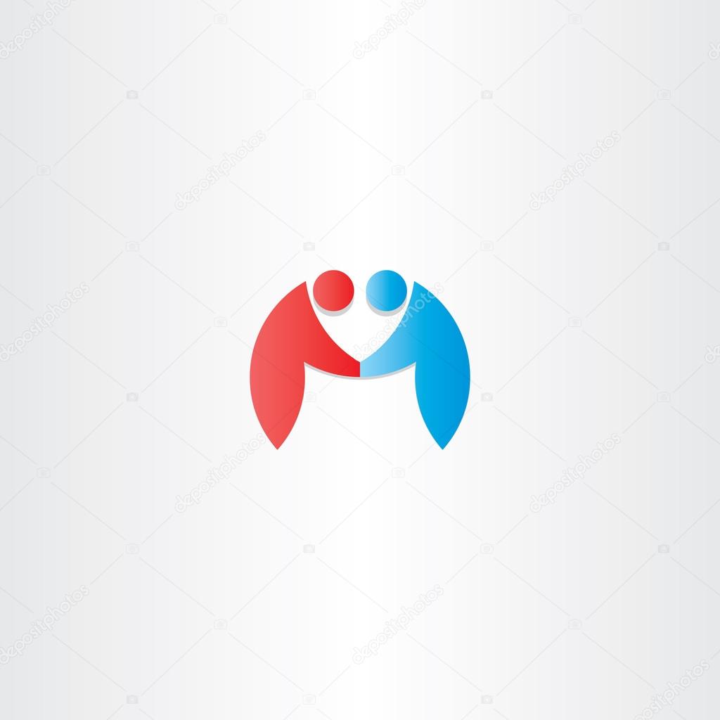 people handshake icon letter m logotype