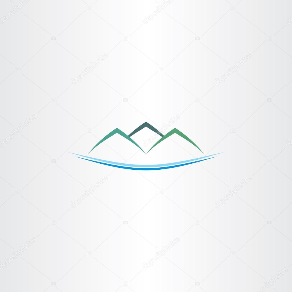 Sea and mountains island logo vector icon emblem
