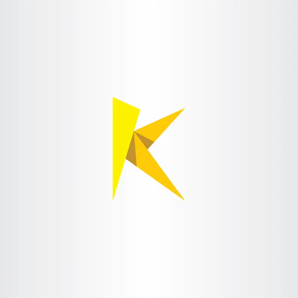 Yellow paper letter k triangle logo — Stock Vector