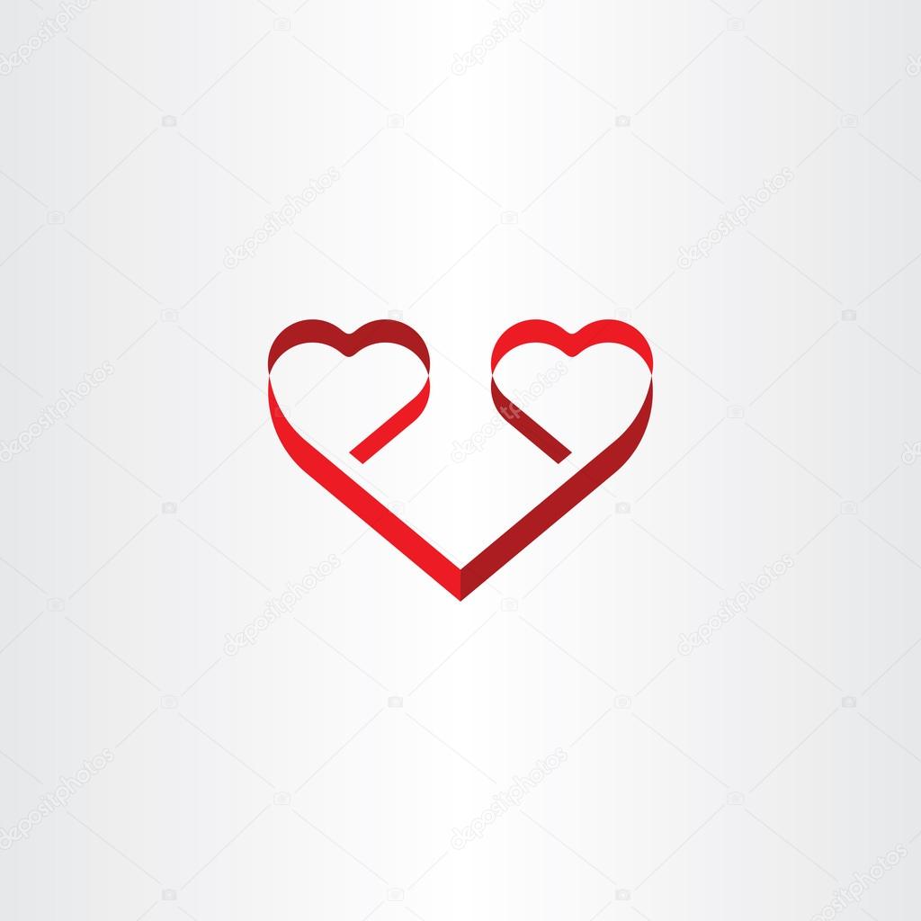 simbolo di amore di nastro rosso stilizzato cuore forma ...
