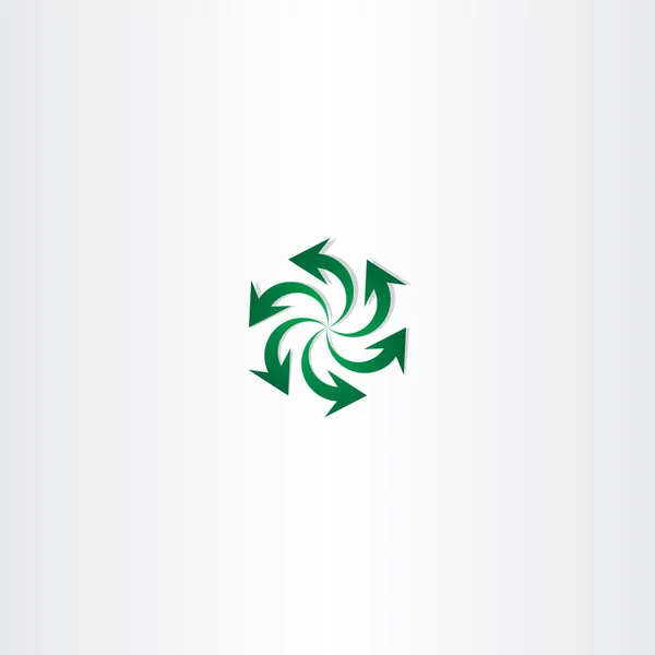 Yeşil ok sembol geri dönüşüm sarmal işareti logosu — Stok Vektör