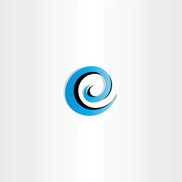 Letra e logotipo de la onda de agua espiral icono — Vector de stock